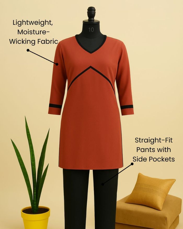 Piping Pathways T-shirt Kurta Set (T-shirt Kurta with Piping Design and Pant Set)
