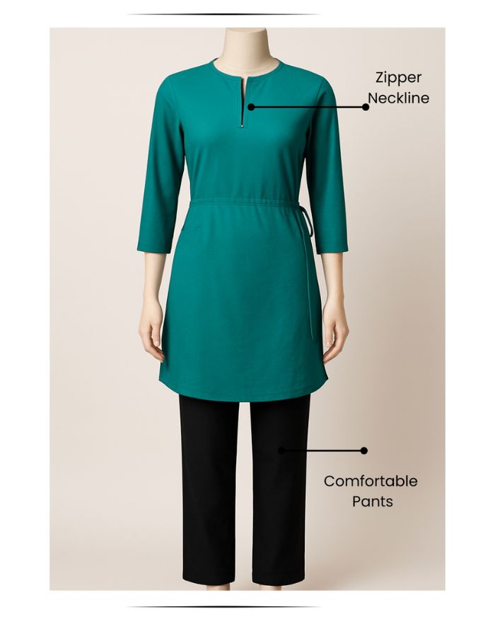 Zipper Zest T-shirt Kurta Set (T-shirt Kurta with Zipper Top and Pant Set)