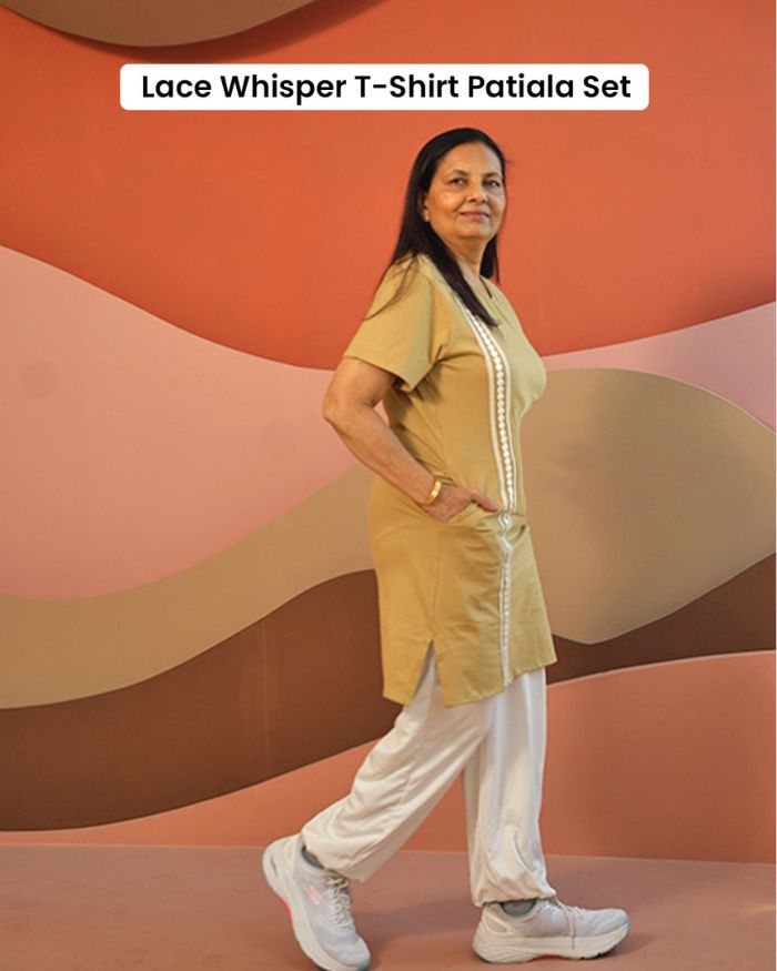 Lace Whisper T-shirt Patiala Set (Laced T-shirt Kurta and Patiala Set)