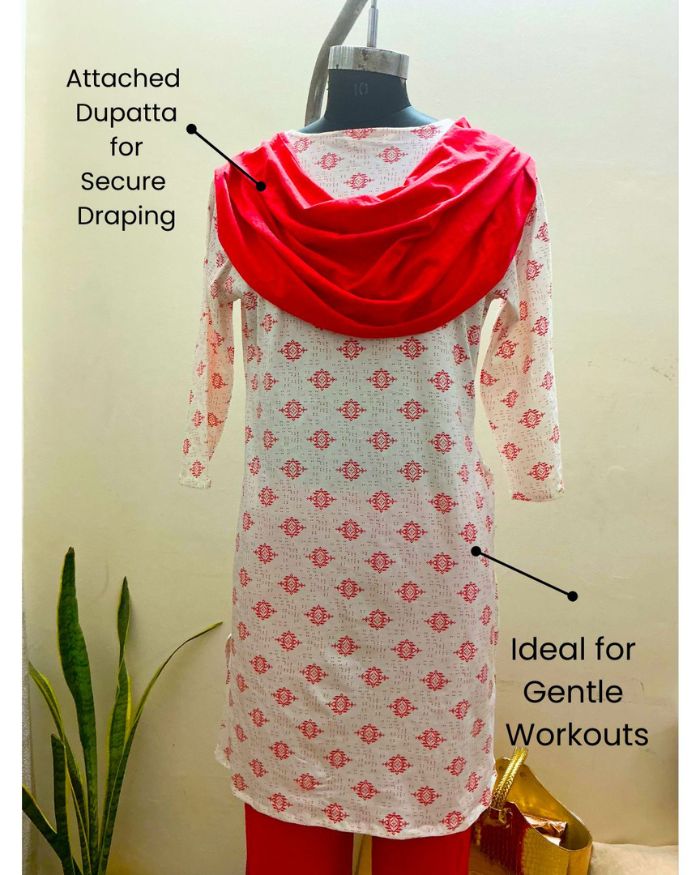 Dupatta Dream T-shirt Kurta Set (T-shirt Printed Kurta with Attached Dupatta and Pants)