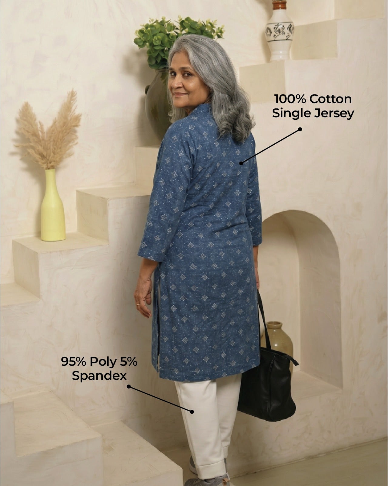Indigo Ease Button-Down Kurta Set