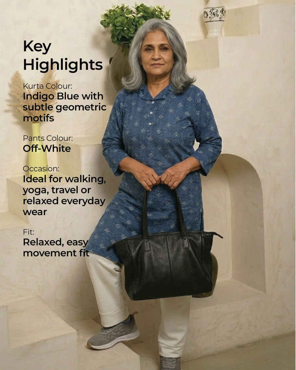 Indigo Ease Button-Down Kurta Set