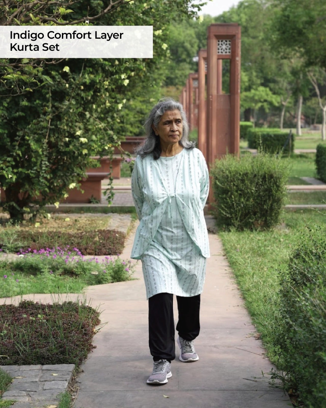 Layered Bloom T-shirt Kurta Jacket Set