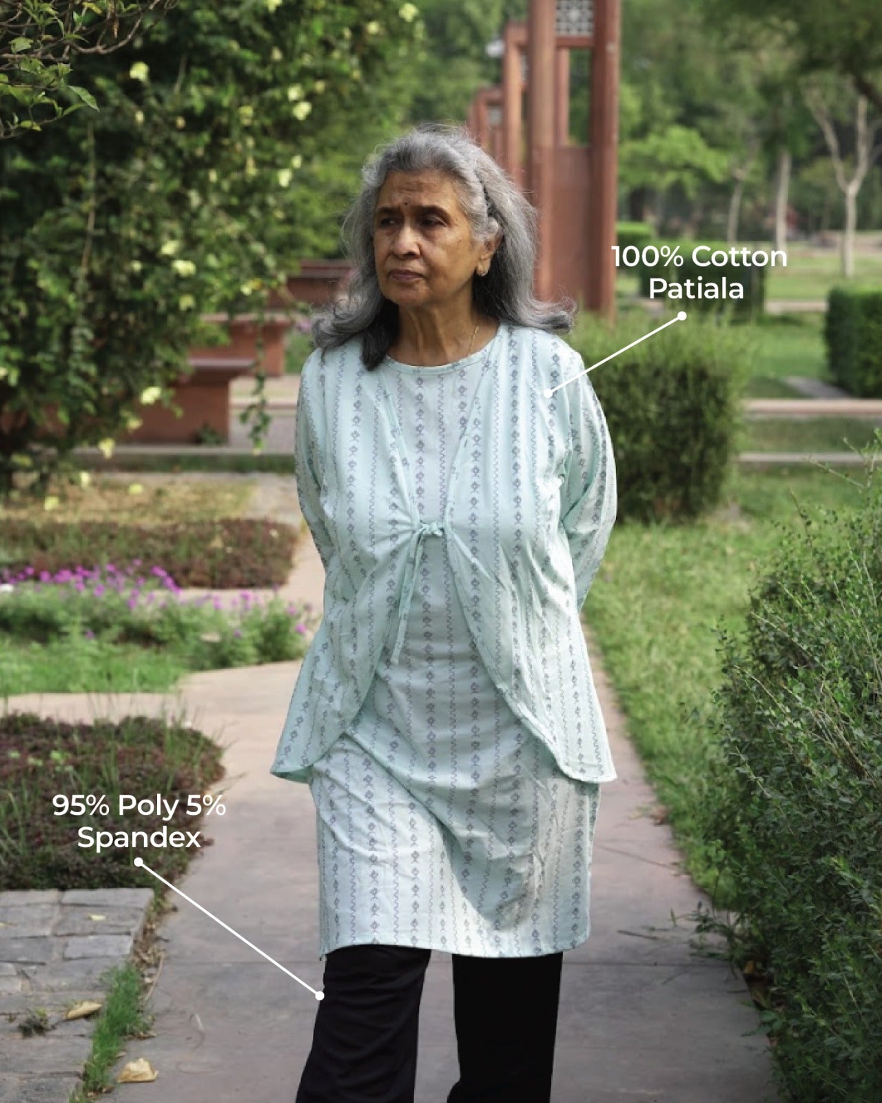 Layered Bloom T-shirt Kurta Jacket Set