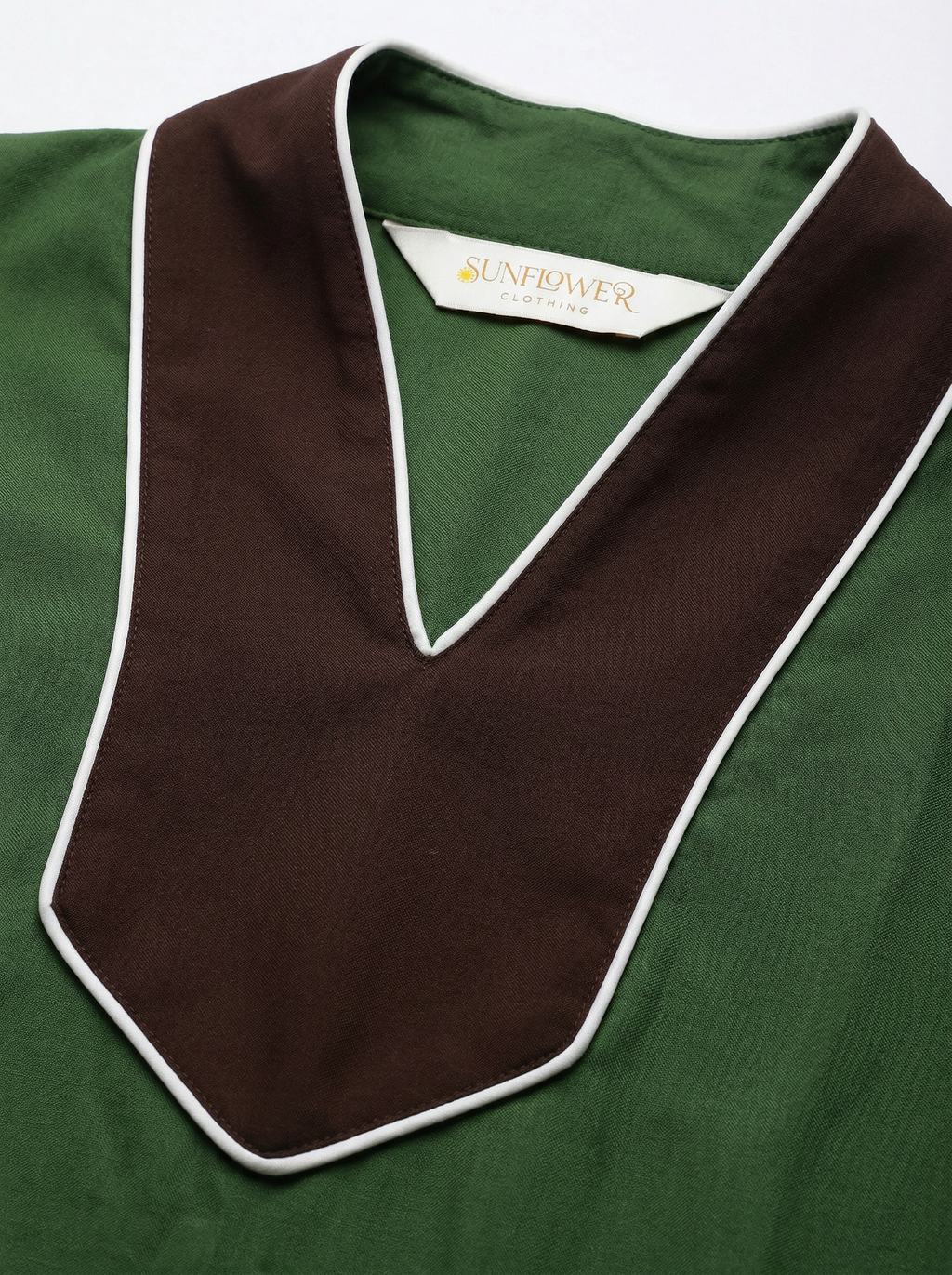Olive Edge Contrast Kurta Set