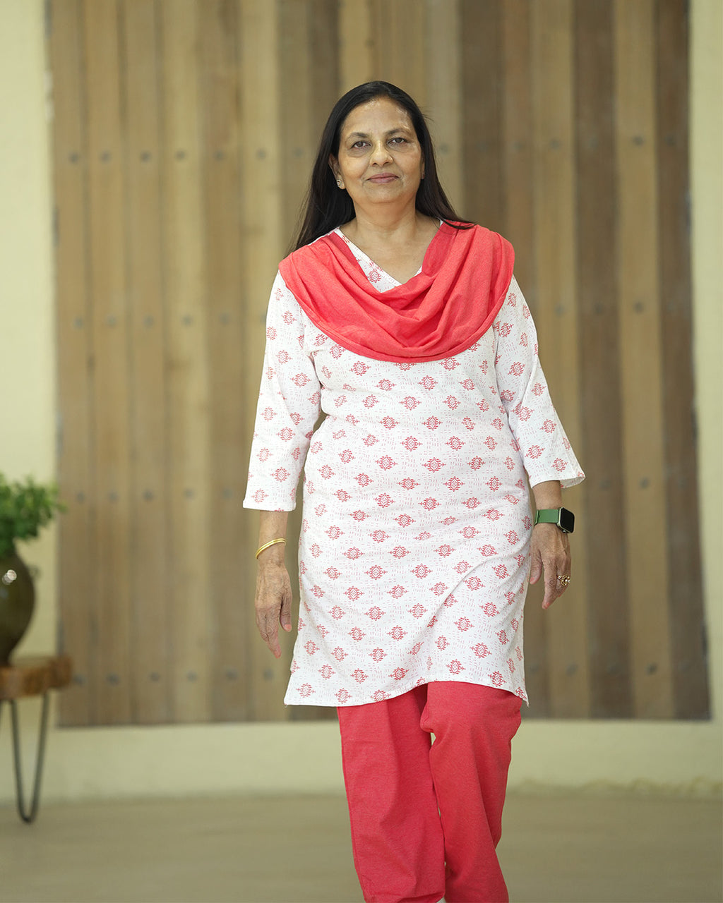 Dupatta Dream T-shirt Kurta Set (T-shirt Printed Kurta with Attached Dupatta and Pants)