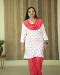 Dupatta Dream T-shirt Kurta Set (T-shirt Printed Kurta with Attached Dupatta and Pants)