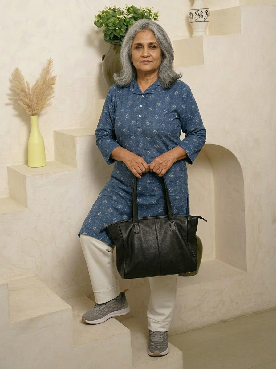 Indigo Ease Button-Down Kurta Set
